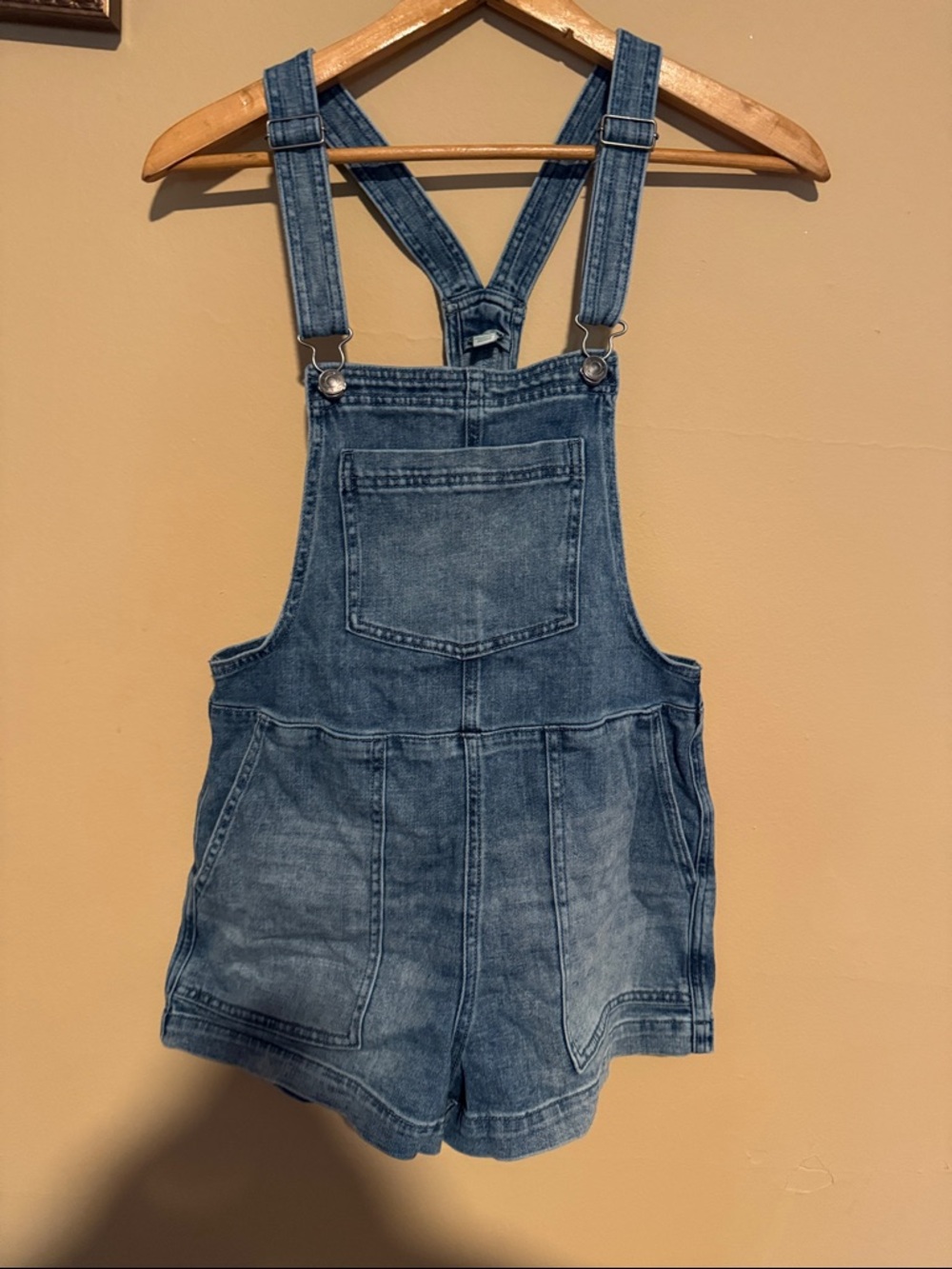 aerie Light Blue Denim Short Overalls